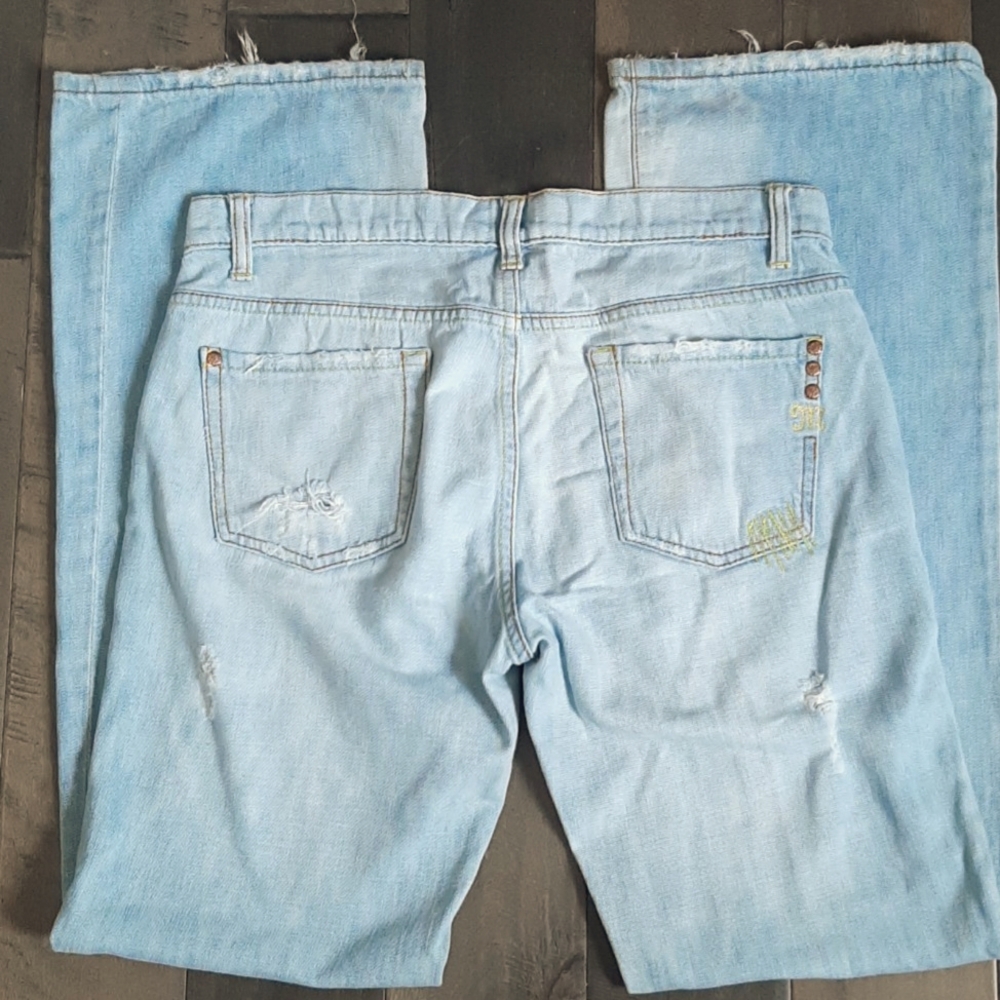 Miss Me boot bleached washed cut jeans sz 30